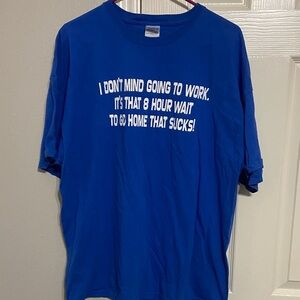 Blue Graphic Tee with White Slogan